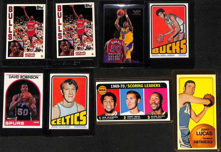 Lot of (8) Vintage and Modern Basketball Cards Inc. Michael Jordan, Kobe Bryant Rookie, Kareem Abdul-Jabbar